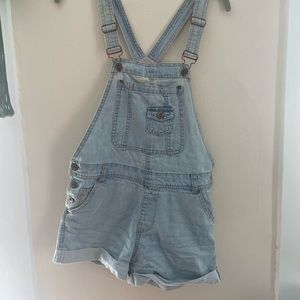 Denim short overalls